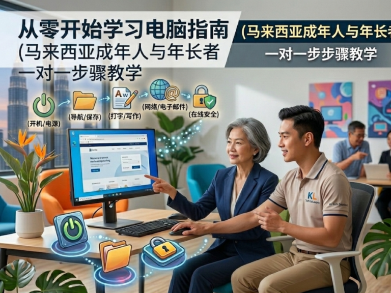 从零开始学习电脑指南（马来西亚成年人与年长者一对一步骤教学）