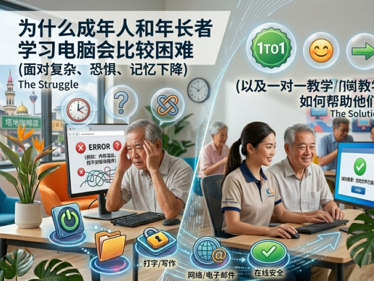 💻 为什么成年人和年长者学习电脑会比较困难（以及一对一教学如何帮助他们）